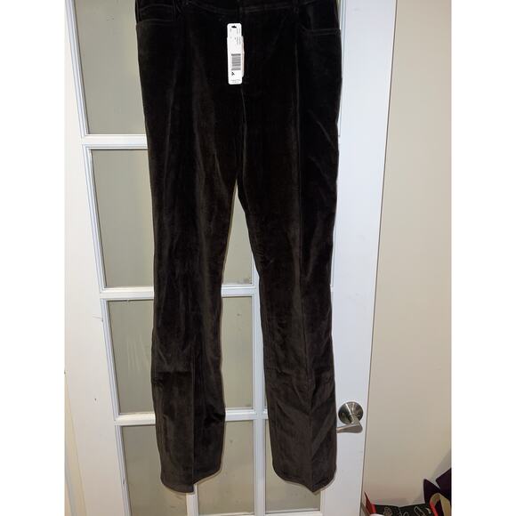 NWT Ellen Tracy Old Money High-Rise Velvety Pants Womens Size 8 Brown Romantic - Picture 1 of 3